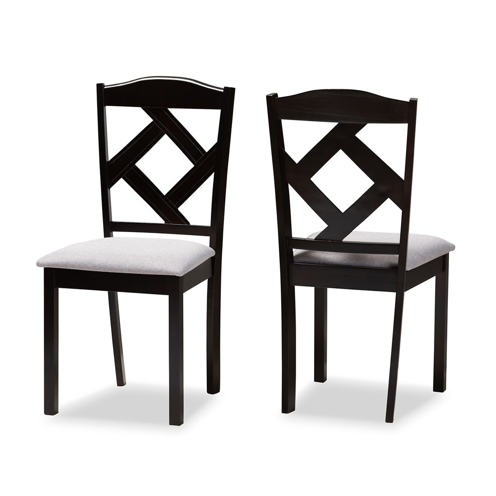 Baxton Studio - Ruth Set of 2 Dining Chairs in Grey/Espresso Brown - RH133C-Dark Brown/Grey-DC view 1