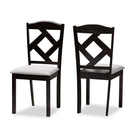Baxton Studio - Ruth Set of 2 Dining Chairs in Grey/Espresso Brown - RH133C-Dark Brown/Grey-DC view 1
