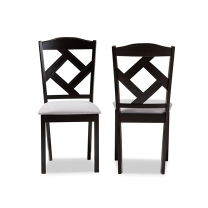 Baxton Studio - Ruth Set of 2 Dining Chairs in Grey/Espresso Brown - RH133C-Dark Brown/Grey-DC view 2