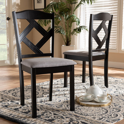Baxton Studio - Ruth Set of 2 Dining Chairs in Grey/Espresso Brown - RH133C-Dark Brown/Grey-DC view 5