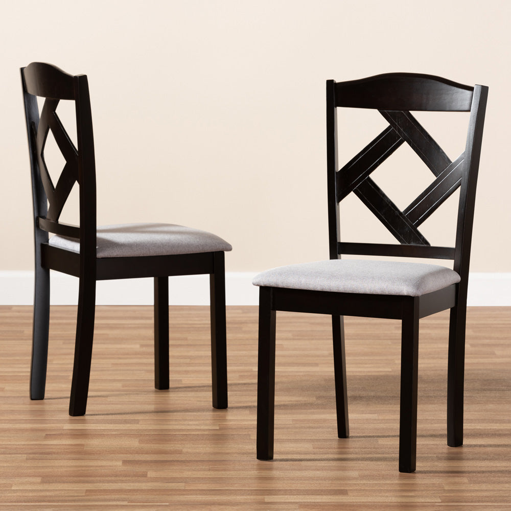 Baxton Studio - Ruth Set of 2 Dining Chairs in Grey/Espresso Brown - RH133C-Dark Brown/Grey-DC view 6