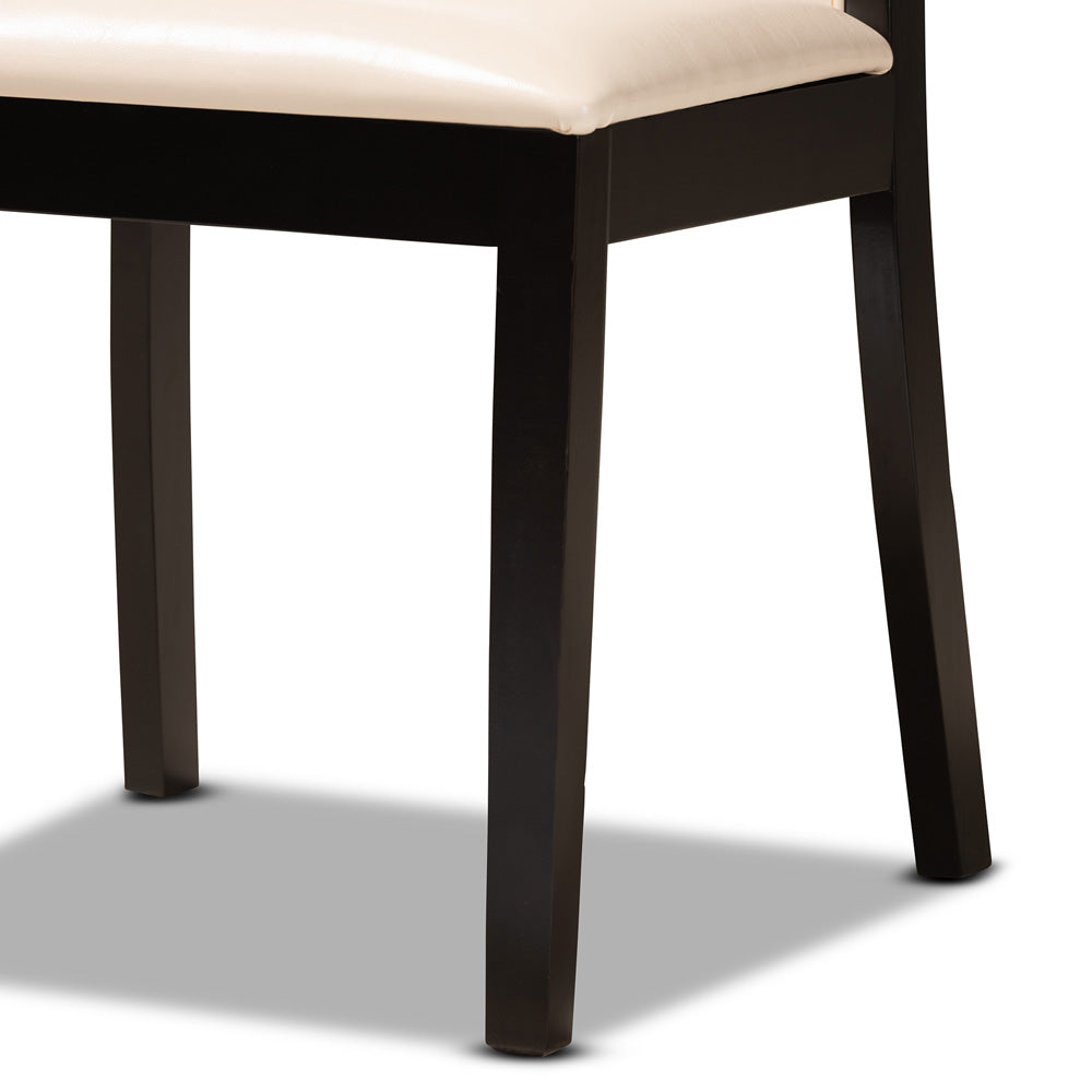 Baxton Studio - Ryan Dining Set in Beige/Dark Brown - Ryan-Dark Brown/Beige-5PC Dining Set view 6