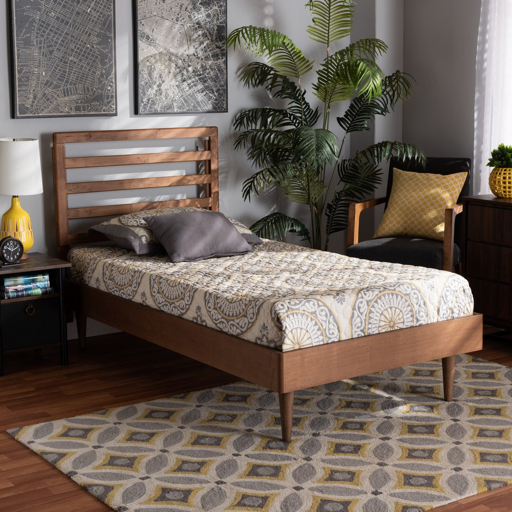 Baxton Studio - Ryo Twin Size Bed in Walnut Brown - Ryo-Ash Walnut-Twin view 6