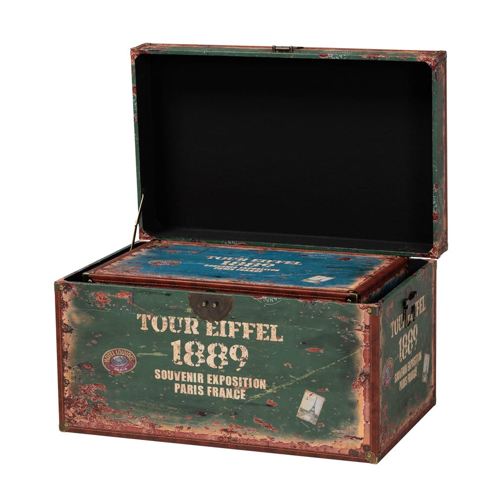 Baxton Studio - Sabeen Set of 2 Storage Trunks in Green/Blue - SJ14306R-Wooden-Ottoman view 3