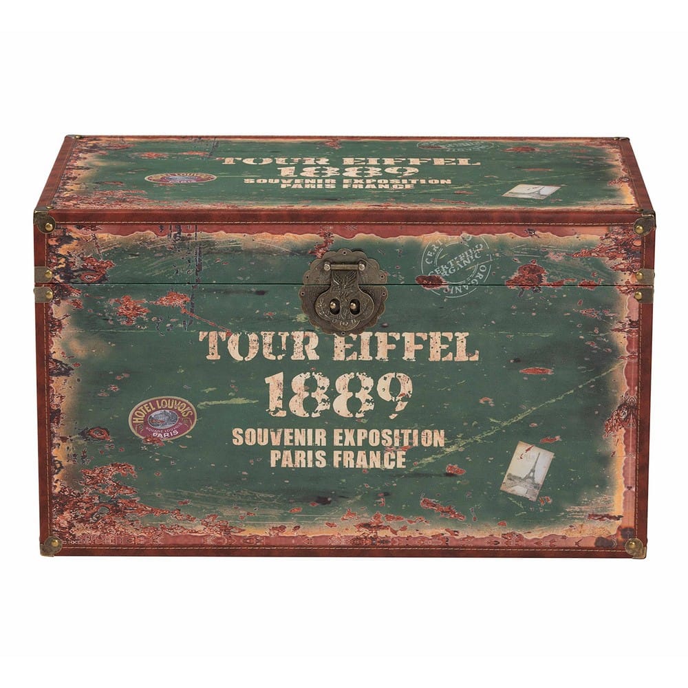Baxton Studio - Sabeen Set of 2 Storage Trunks in Green/Blue - SJ14306R-Wooden-Ottoman view 4