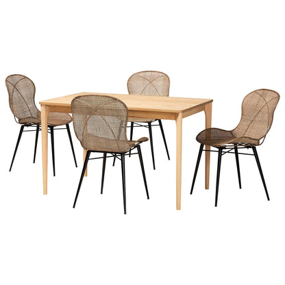 Baxton Studio - Sabelle Dining Set in Greywash/Natural Brown/Black - KYG007C-Natural Oak/Light Grey-5PC Dining Set view 1