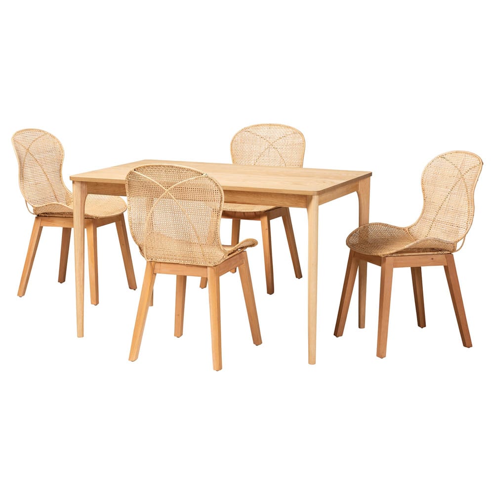 Baxton Studio - Sabelle Dining Set in Natural Brown - KYG007C-Natural-5PC Dining Set view 1