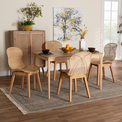 Baxton Studio - Sabelle Dining Set in Natural Brown - KYG007C-Natural-5PC Dining Set view 8