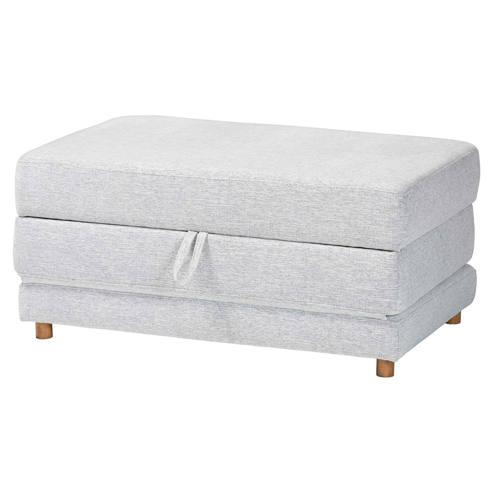 Baxton Studio - Sabriel Convertible Ottoman in Light Grey/Oak Brown - BBT8083-Light Grey-Convertible Ottoman view 1