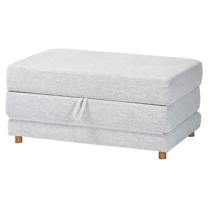 Baxton Studio - Sabriel Convertible Ottoman in Light Grey/Oak Brown - BBT8083-Light Grey-Convertible Ottoman view 1