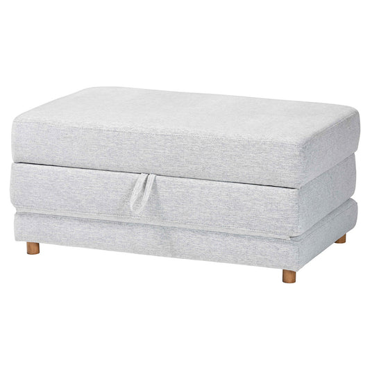 Baxton Studio - Sabriel Convertible Ottoman in Light Grey/Oak Brown - BBT8083-Light Grey-Convertible Ottoman view 1