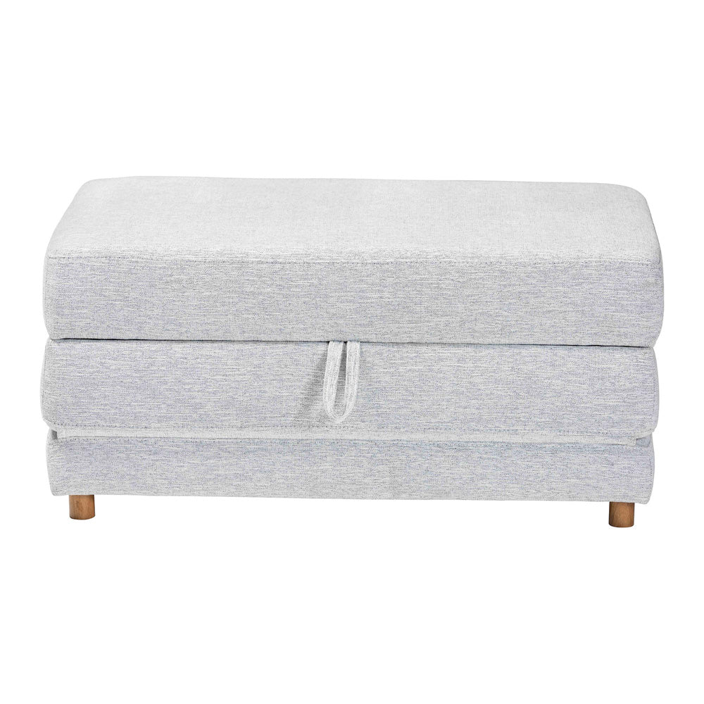 Baxton Studio - Sabriel Convertible Ottoman in Light Grey/Oak Brown - BBT8083-Light Grey-Convertible Ottoman view 2