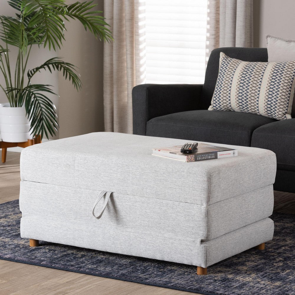 Baxton Studio - Sabriel Convertible Ottoman in Light Grey/Oak Brown - BBT8083-Light Grey-Convertible Ottoman view 9
