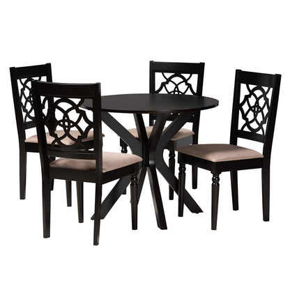 Baxton Studio - Sadie Dining Set in Beige/Espresso Brown - Sadie-Sand/Dark Brown-5PC Dining Set view 1