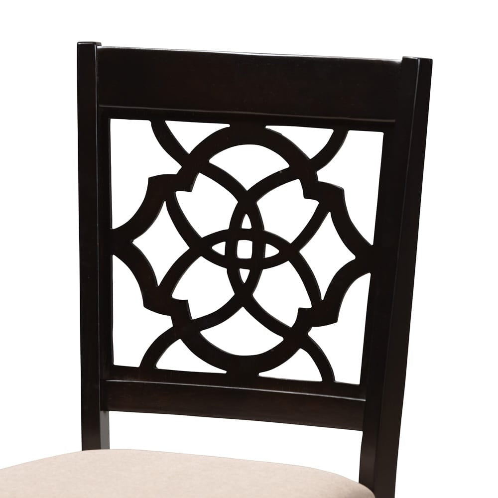 Baxton Studio - Sadie Dining Set in Beige/Espresso Brown - Sadie-Sand/Dark Brown-5PC Dining Set view 5
