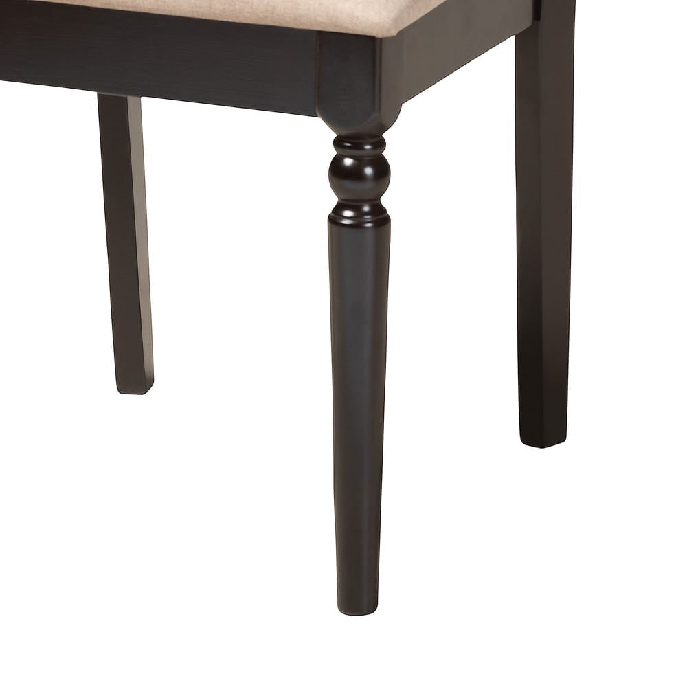 Baxton Studio - Sadie Dining Set in Beige/Espresso Brown - Sadie-Sand/Dark Brown-5PC Dining Set view 6