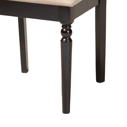 Baxton Studio - Sadie Dining Set in Beige/Espresso Brown - Sadie-Sand/Dark Brown-5PC Dining Set view 6