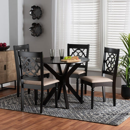 Baxton Studio - Sadie Dining Set in Beige/Espresso Brown - Sadie-Sand/Dark Brown-5PC Dining Set view 8