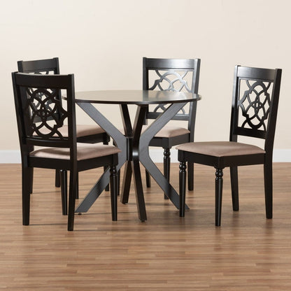 Baxton Studio - Sadie Dining Set in Beige/Espresso Brown - Sadie-Sand/Dark Brown-5PC Dining Set view 9