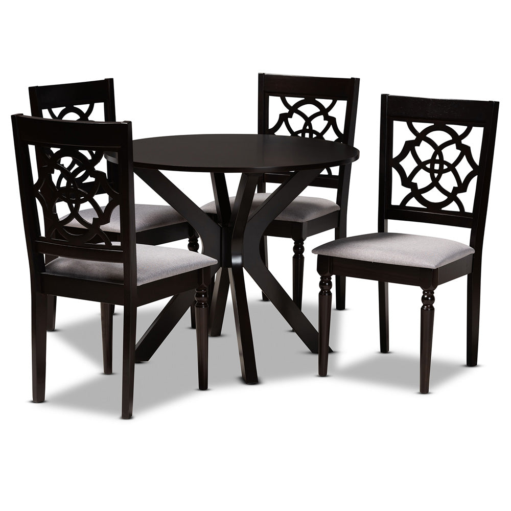 Baxton Studio - Sadie Dining Set in Grey/dark brown - Sadie-Grey/Dark Brown-5PC Dining Set view 1