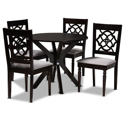Baxton Studio - Sadie Dining Set in Grey/dark brown - Sadie-Grey/Dark Brown-5PC Dining Set view 1