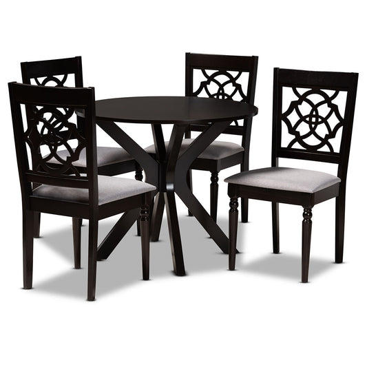 Baxton Studio - Sadie Dining Set in Grey/dark brown - Sadie-Grey/Dark Brown-5PC Dining Set view 1