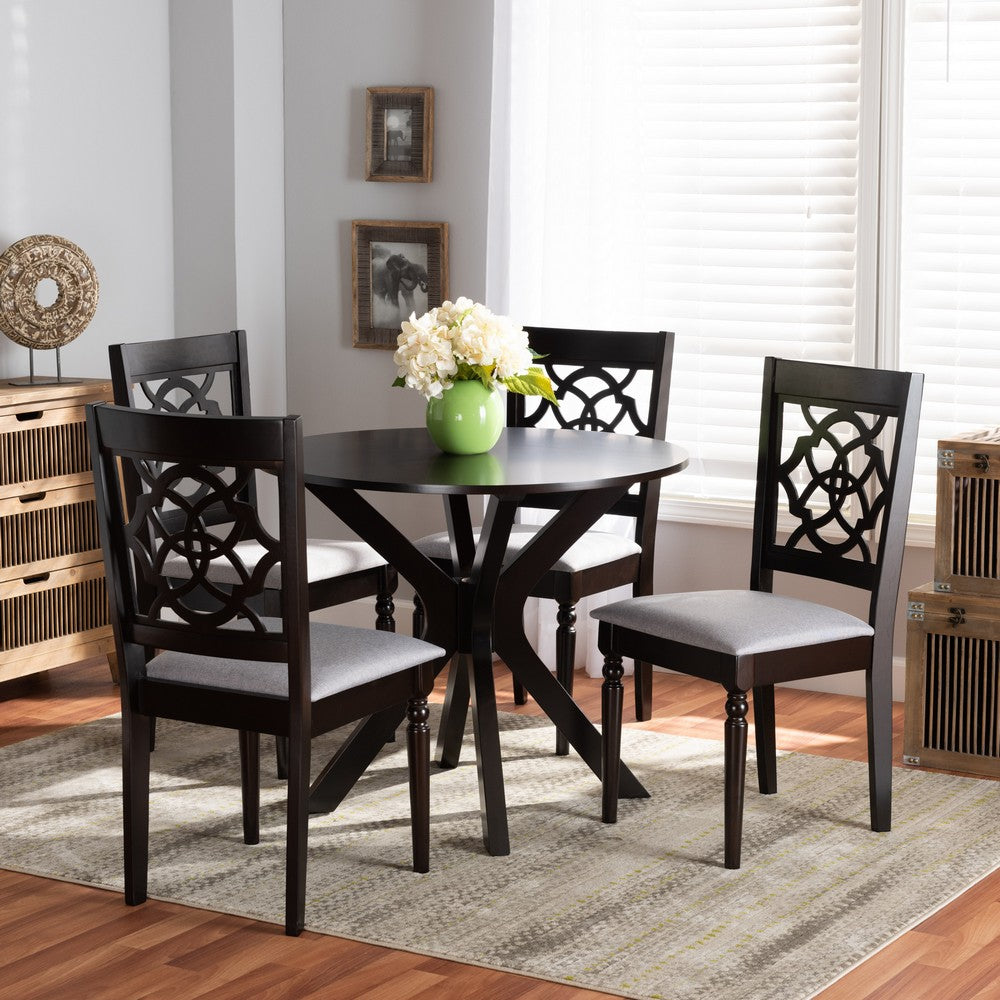 Baxton Studio - Sadie Dining Set in Grey/dark brown - Sadie-Grey/Dark Brown-5PC Dining Set view 7
