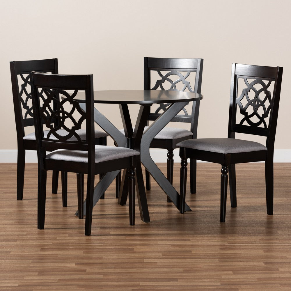 Baxton Studio - Sadie Dining Set in Grey/dark brown - Sadie-Grey/Dark Brown-5PC Dining Set view 8