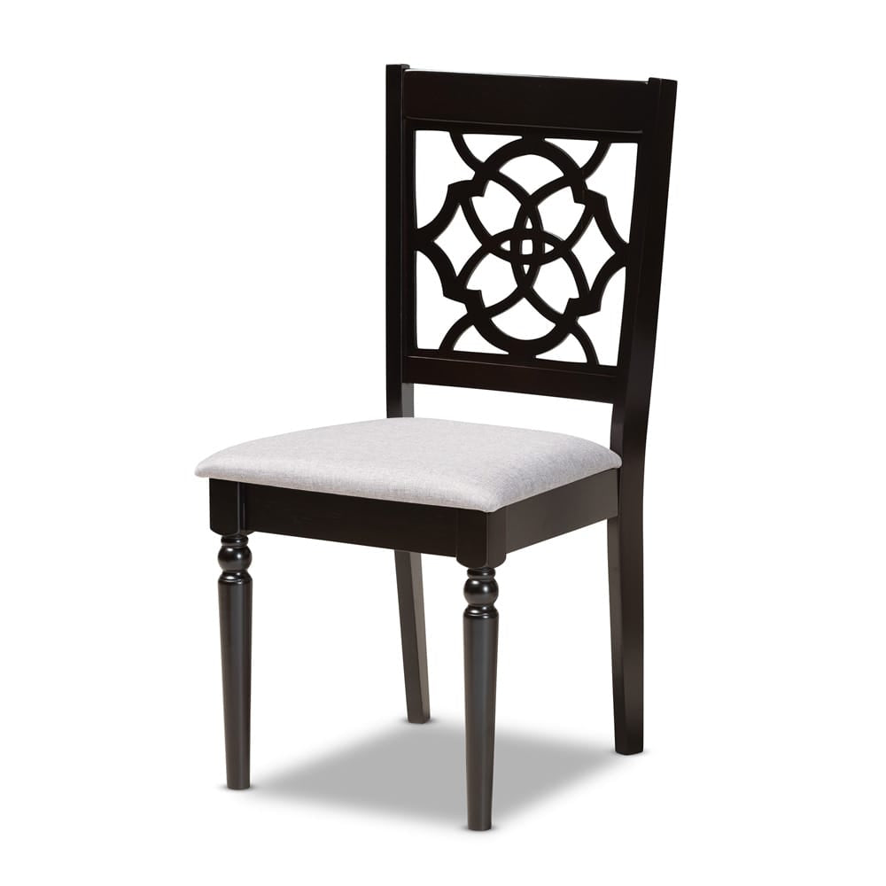 Baxton Studio - Sadie Dining Set in Grey/dark brown - Sadie-Grey/Dark Brown-7PC Dining Set view 2