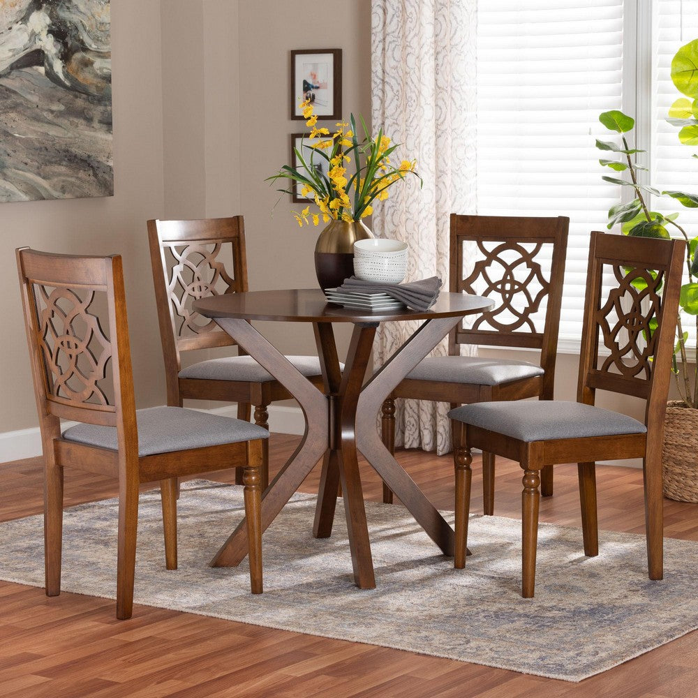 Baxton Studio - Sadie Dining Set in Grey/Walnut Brown - Sadie-Grey/Walnut-5PC Dining Set view 8