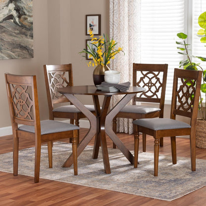 Baxton Studio - Sadie Dining Set in Grey/Walnut Brown - Sadie-Grey/Walnut-5PC Dining Set view 8