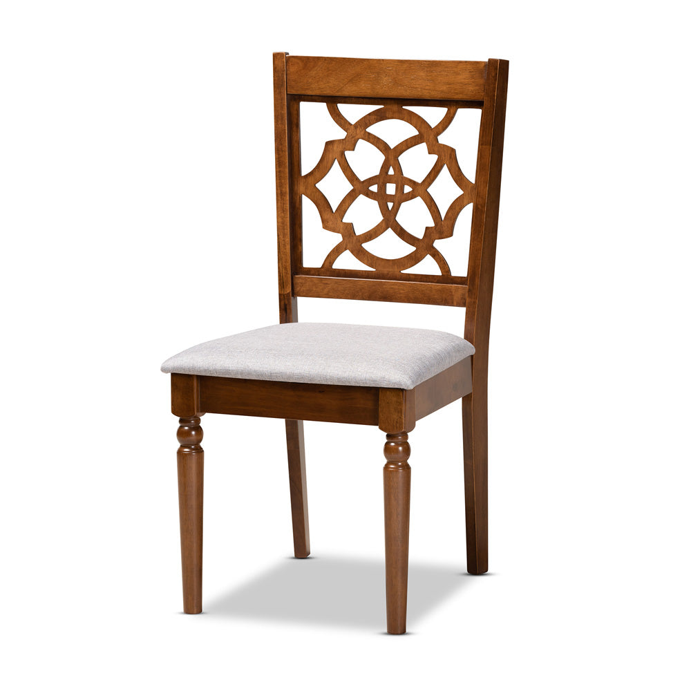 Baxton Studio - Sadie Dining Set in Grey/Walnut Brown - Sadie-Grey/Walnut-7PC Dining Set view 2