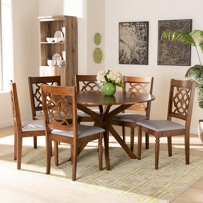 Baxton Studio - Sadie Dining Set in Grey/Walnut Brown - Sadie-Grey/Walnut-7PC Dining Set view 11