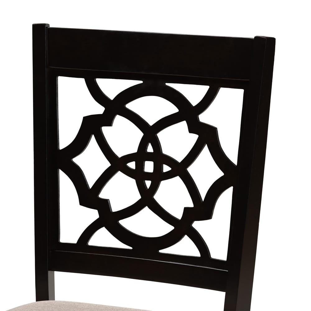 Baxton Studio - Sadie Dining Set in Sand/dark brown - Sadie-Sand/Dark Brown-7PC Dining Set view 5