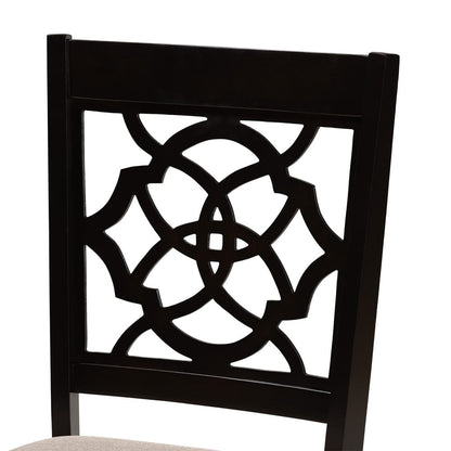 Baxton Studio - Sadie Dining Set in Sand/dark brown - Sadie-Sand/Dark Brown-7PC Dining Set view 5