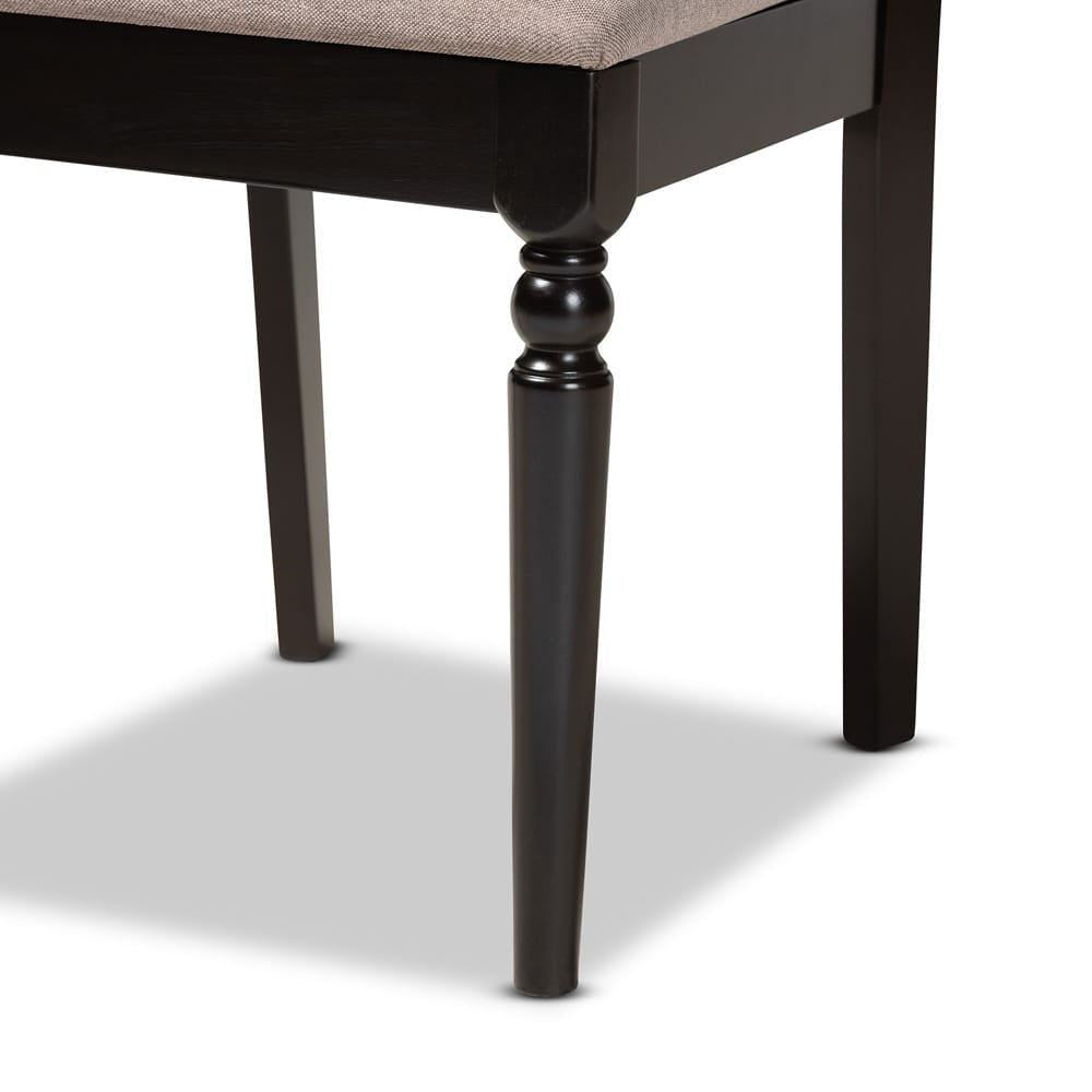 Baxton Studio - Sadie Dining Set in Sand/dark brown - Sadie-Sand/Dark Brown-7PC Dining Set view 6