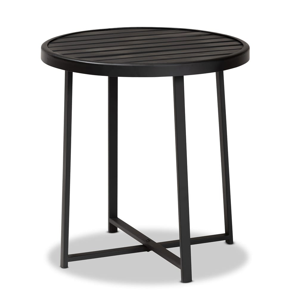 Baxton Studio - Sadiya Outdoor End Table in Black - H01-99169-Metal Small Side Table view 1