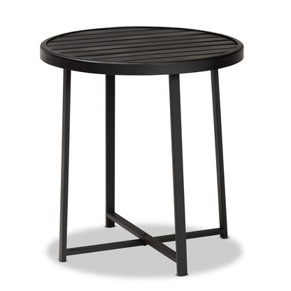 Baxton Studio - Sadiya Outdoor End Table in Black - H01-99169-Metal Small Side Table view 1