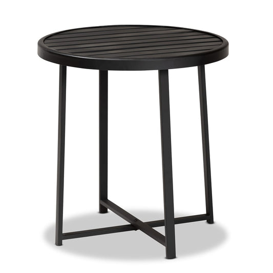 Baxton Studio - Sadiya Outdoor End Table in Black - H01-99169-Metal Small Side Table view 1