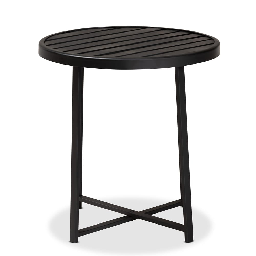 Baxton Studio - Sadiya Outdoor End Table in Black - H01-99169-Metal Small Side Table view 2