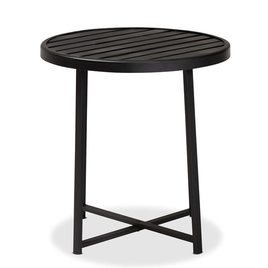 Baxton Studio - Sadiya Outdoor End Table in Black - H01-99169-Metal Small Side Table view 2