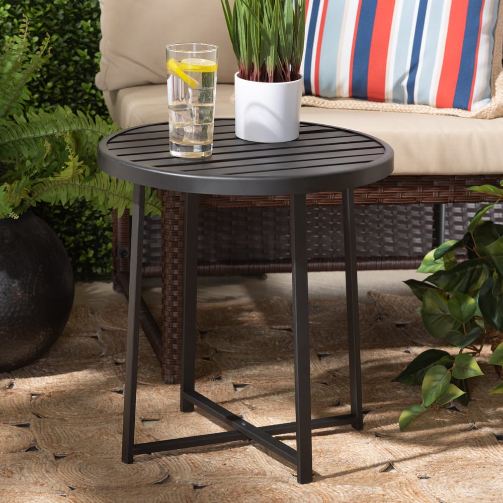 Baxton Studio - Sadiya Outdoor End Table in Black - H01-99169-Metal Small Side Table view 5