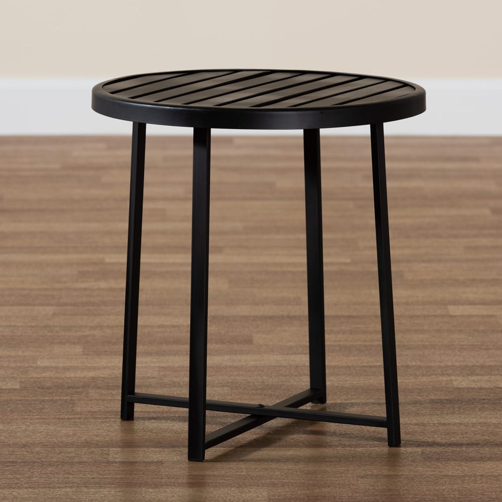 Baxton Studio - Sadiya Outdoor End Table in Black - H01-99169-Metal Small Side Table view 6