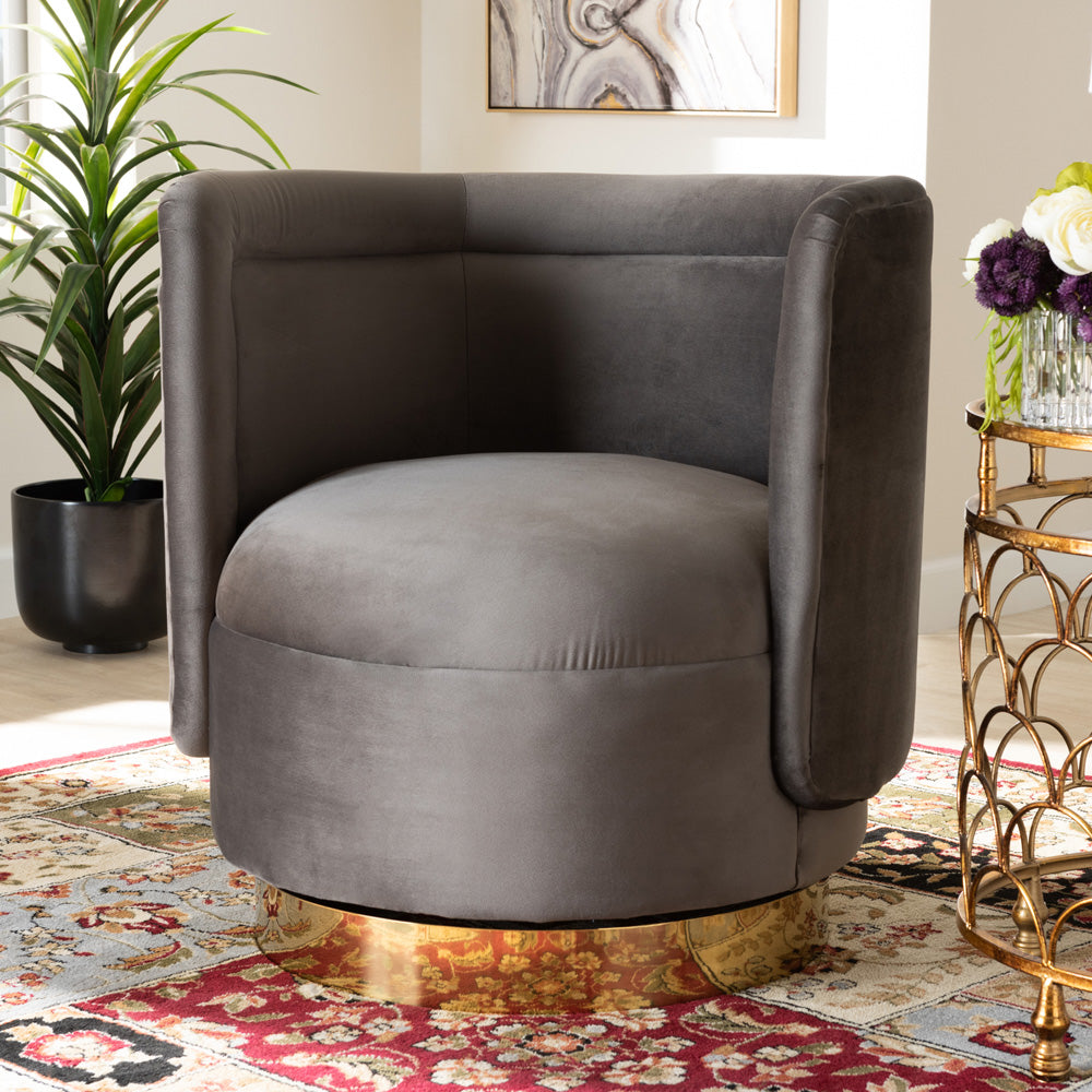 Baxton Studio - Saffi Chair in Grey/Gold - TSF-6653-Grey/Gold-CC view 6