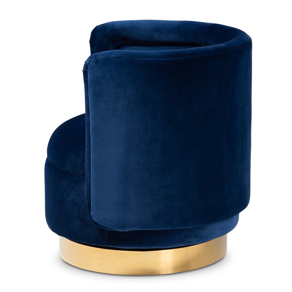 Baxton Studio - Saffi Chair in Royal Blue/Gold - TSF-6653-Royal Blue/Gold-CC view 3