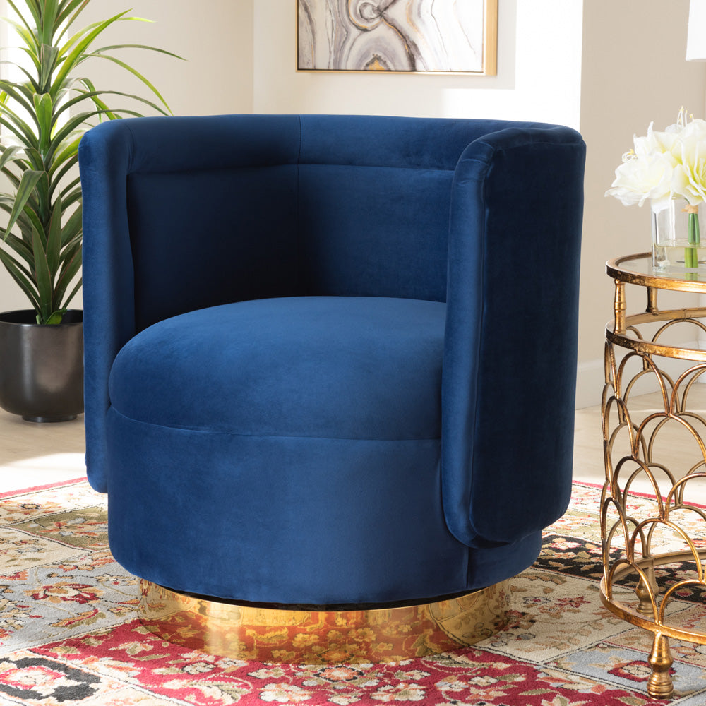 Baxton Studio - Saffi Chair in Royal Blue/Gold - TSF-6653-Royal Blue/Gold-CC view 6
