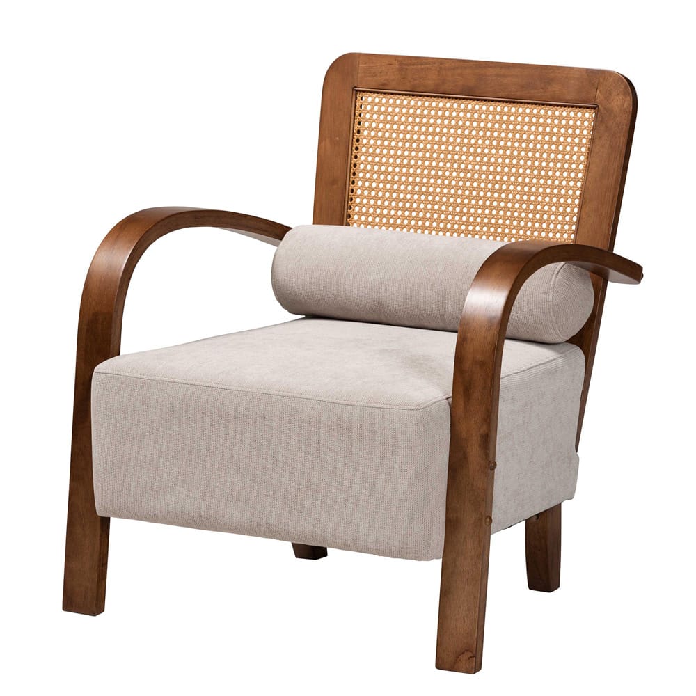 Baxton Studio - Sage Chair in Light Grey/Walnut Brown/Natural Brown - RDS-S990-1S-Grey/Walnut PE Rattan-Chair view 1