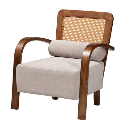 Baxton Studio - Sage Chair in Light Grey/Walnut Brown/Natural Brown - RDS-S990-1S-Grey/Walnut PE Rattan-Chair view 1