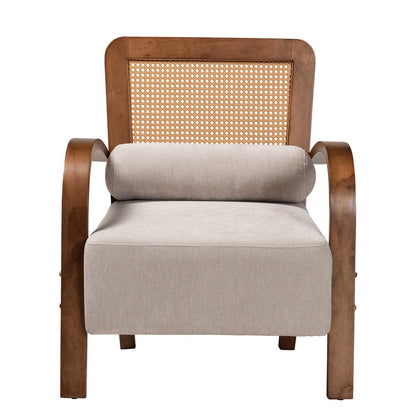 Baxton Studio - Sage Chair in Light Grey/Walnut Brown/Natural Brown - RDS-S990-1S-Grey/Walnut PE Rattan-Chair view 2