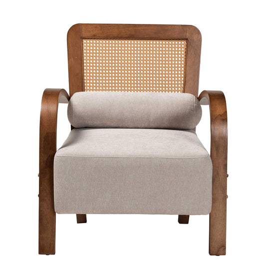Baxton Studio - Sage Chair in Light Grey/Walnut Brown/Natural Brown - RDS-S990-1S-Grey/Walnut PE Rattan-Chair view 2
